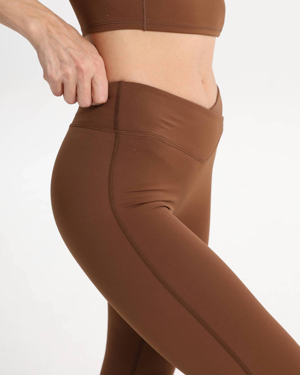 Legging Bootcut Taille Haute Confortable Opaque – Marron