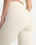 Bootcut Leggings High Waist bequem blickdicht – Cremeweiß