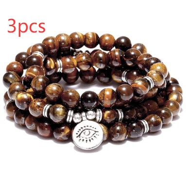 Amazon Stein Tigerauge Stein Armband Halskette 108 Buddha Perlen Lotus Armband
