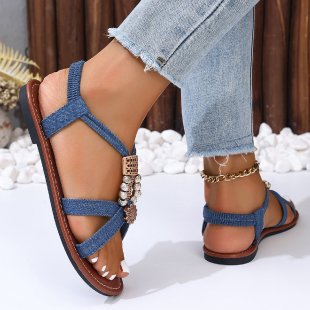 Sandales décoratives simples en métal pour femmes