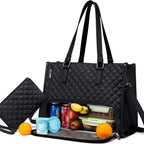 Modische Lunchtasche für Damen, wärmeisolierte Brotdose, auslaufsichere Umhängetasche für Laptop-Aufbewahrung, gesteppte Handtasche mit großer Kapazität und Geldbörse