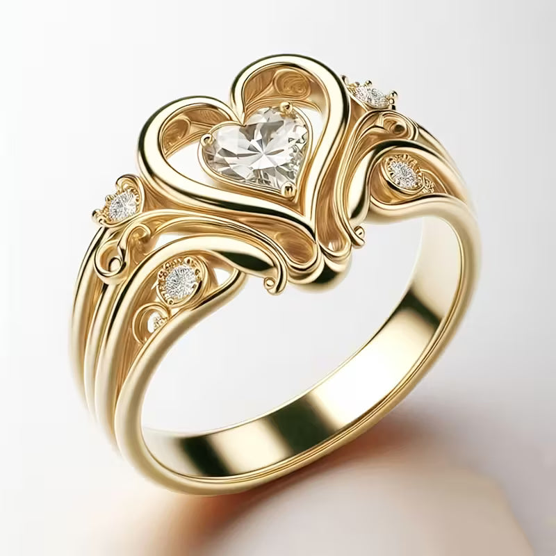 Vergoldeter herzförmiger Kupferring