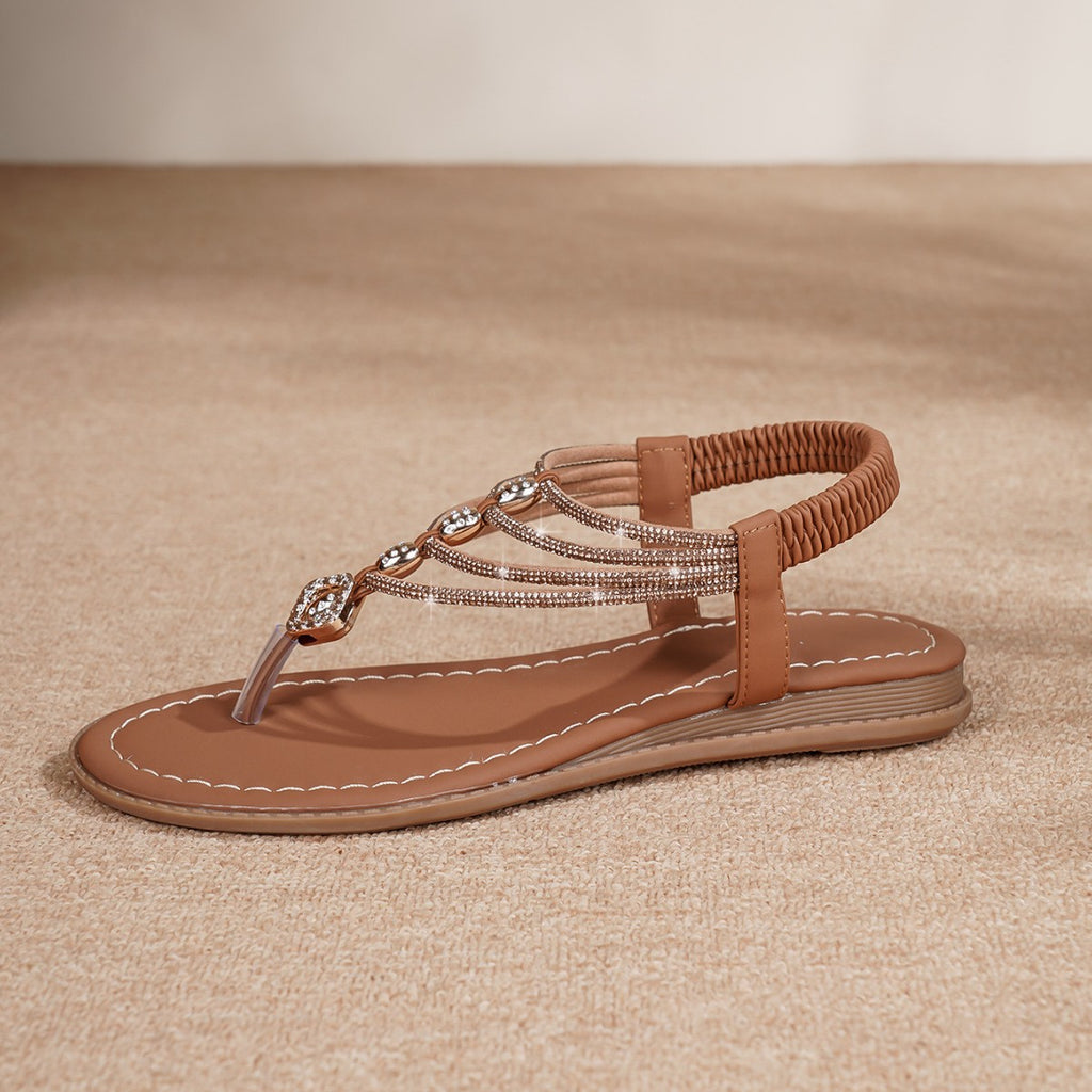 Sandales d'été rétro avec strass, style européen et américain