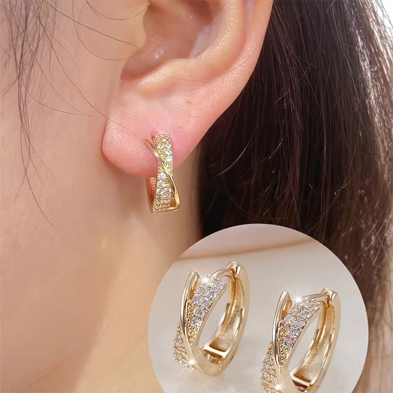 Elegantes und kompaktes Luxus-Design, innovative Ohrringe mit funkelnden 3A Zirkonia-Steinen, perfekt für den Alltag und Partys.