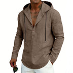 Men's Casual Linen Hoodie Long-Sleeve Top