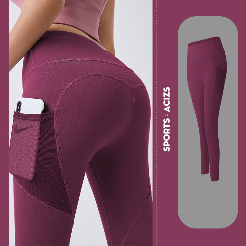 Legging de yoga pour femmes avec poche, leggings de sport, fitness, contrôle du ventre, collants de jogging pour femmes