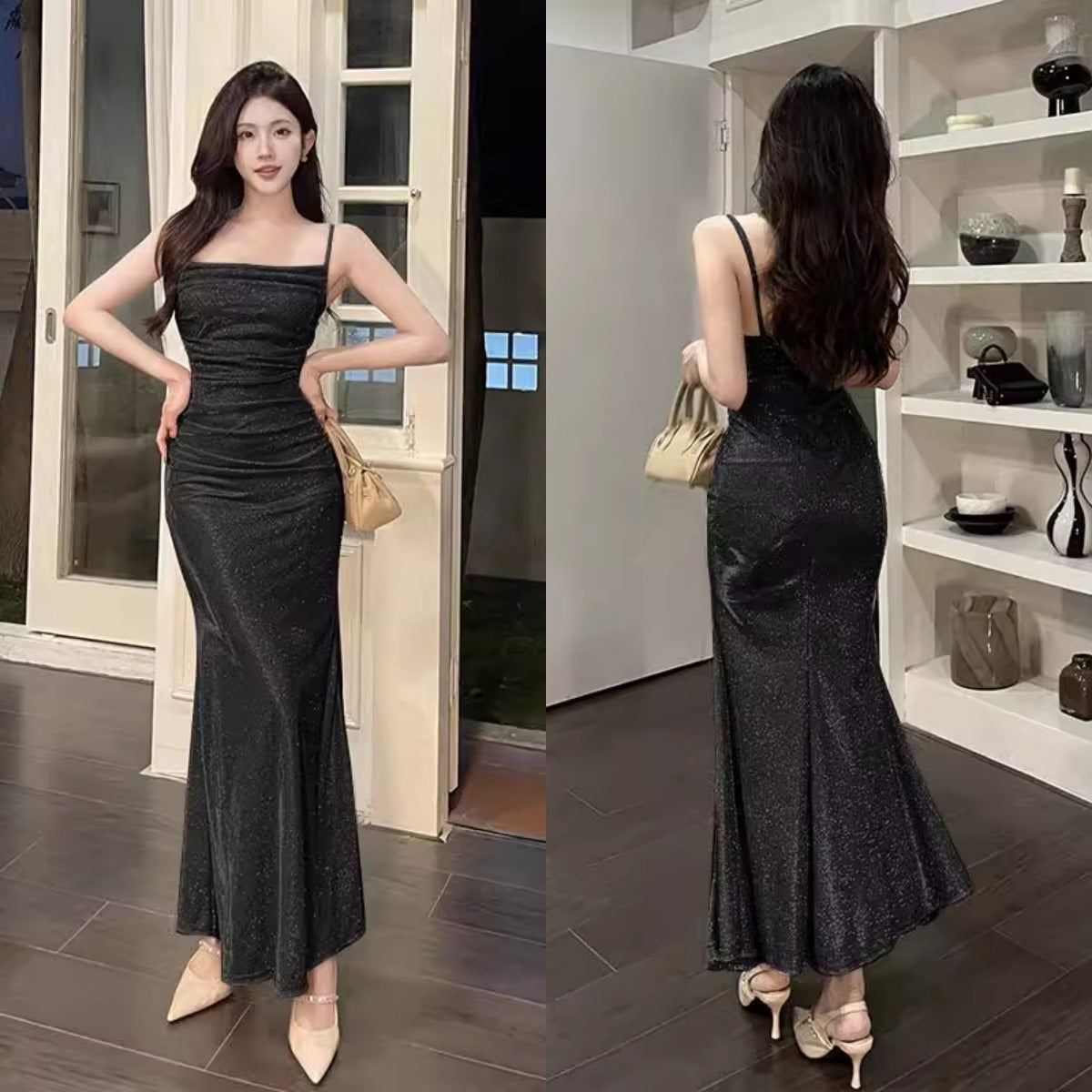 Frühlings-Neuheit Intellektuell Chic Tief ausgeschnittenes Kleid