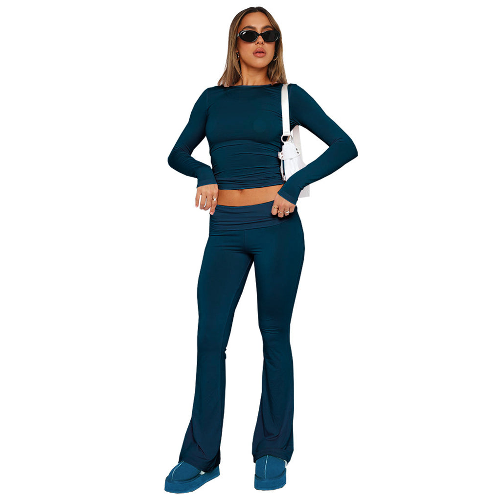 Mode féminine pantalon évasé taille basse