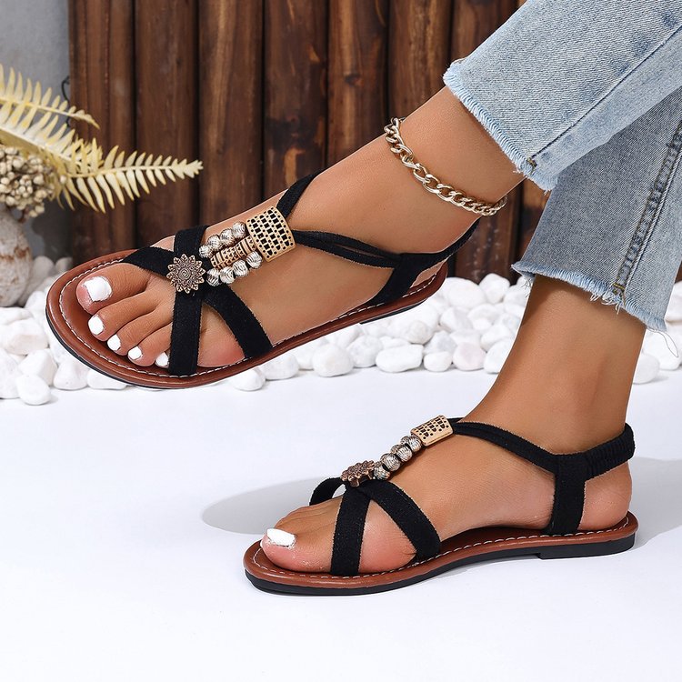 Sandales décoratives simples en métal pour femmes