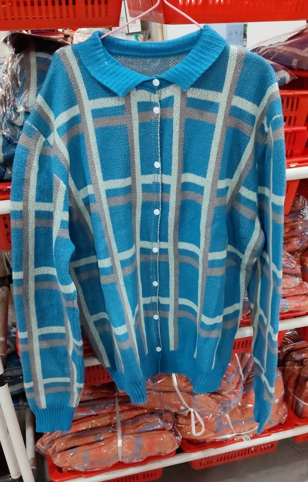Damen lässiger Pullover im Retro-Kontrastkaromuster