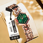 Damen Achteckige Quartz Uhr - Wasserdicht, Schlicht & Elegant
