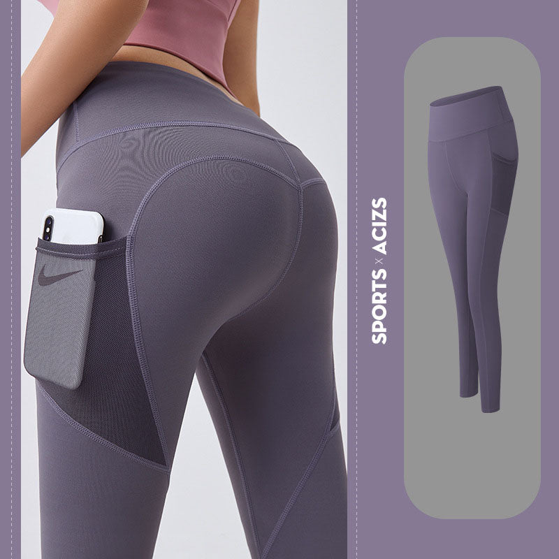 Legging de yoga pour femmes avec poche, leggings de sport, fitness, contrôle du ventre, collants de jogging pour femmes