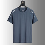 Mens Summer Thin Ice-silk Short-sleeve Shirt