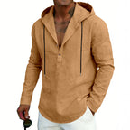 Men's Casual Linen Hoodie Long-Sleeve Top