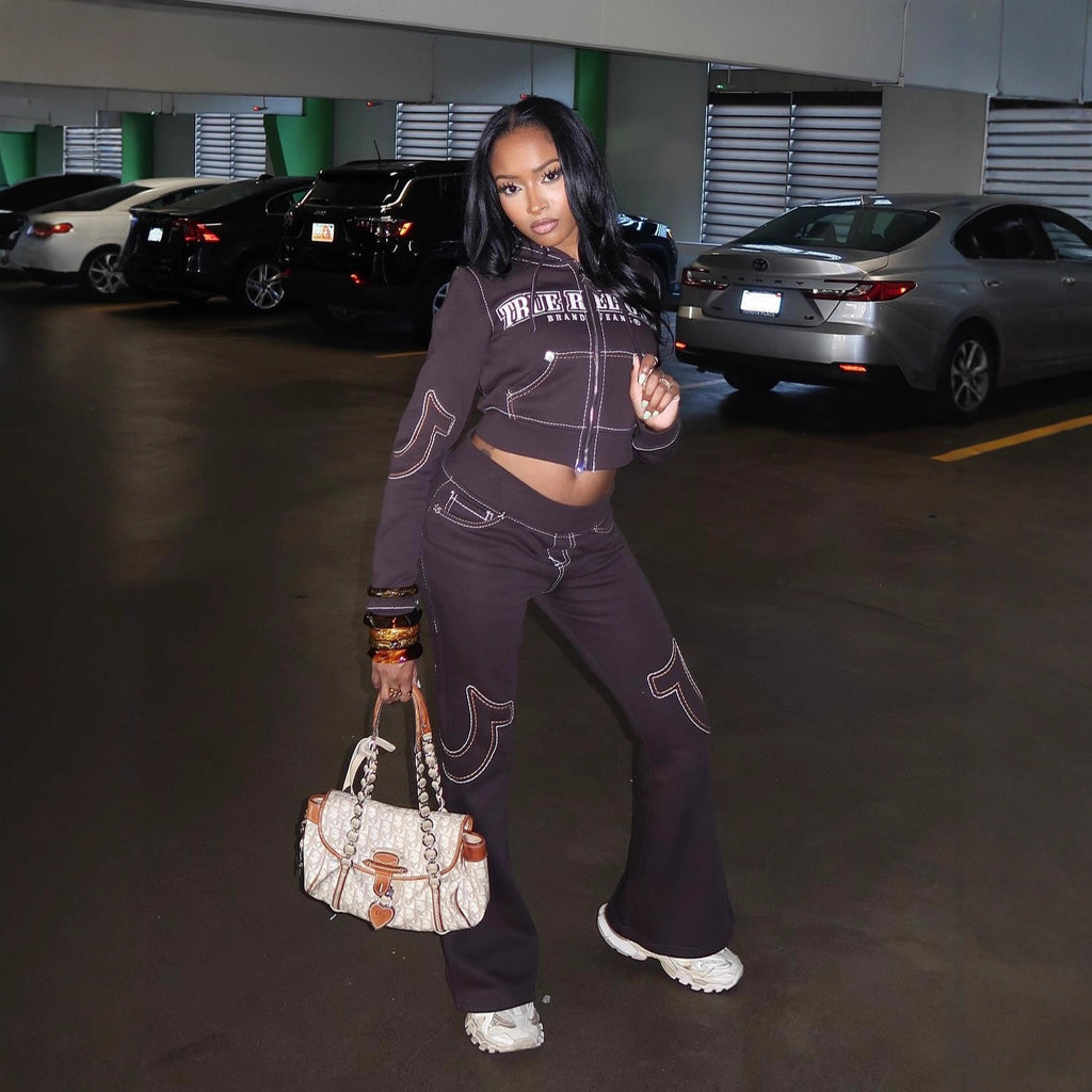 Tenue décontractée pour femme - Sweatshirt de sport imprimé à la mode