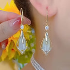 Çift Kadınlar İçin Şık Blingbling - Gözyaşı Damlası Sallantılı Küpe