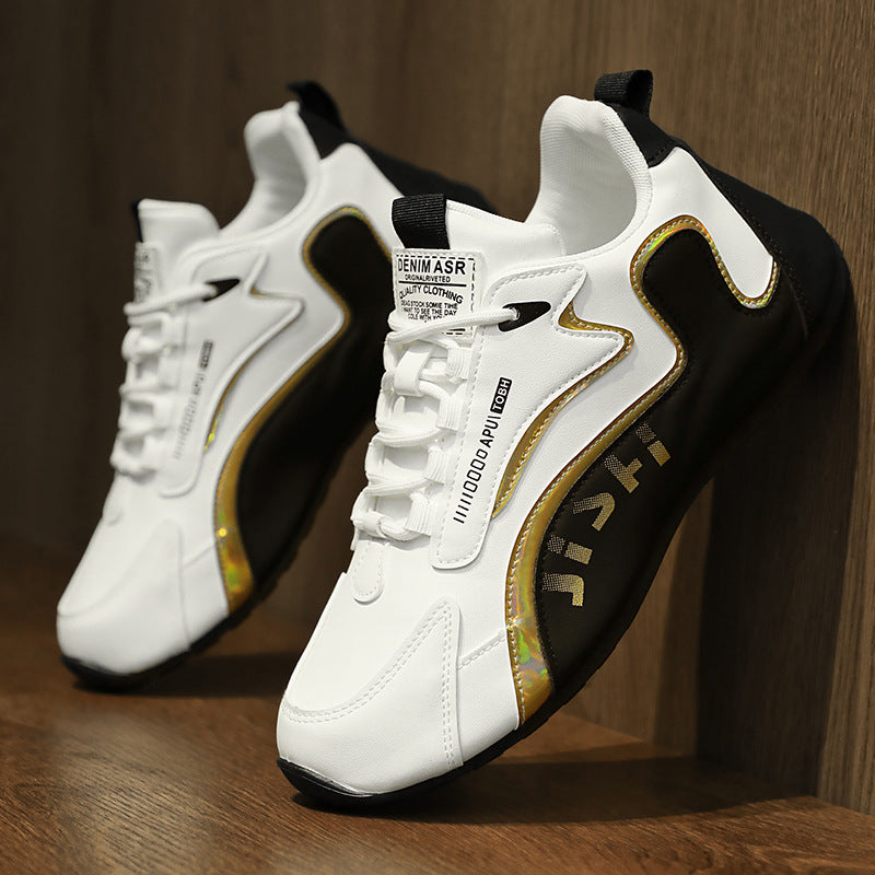 Modische Colorblock-Schnürsneaker für Herren, atmungsaktive Low-Top-Dad-Schuhe, Laufschuhe
