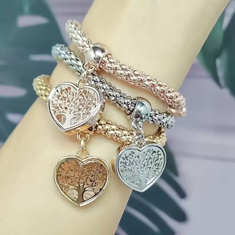 3 Boho-Chic-Armbänder mit Lebensbaum-Motiv – Vintage-Stil, Zinklegierung, zart