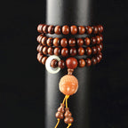 Natural Wood 108 Buddha Beads Yellow Flower Pear Ebony