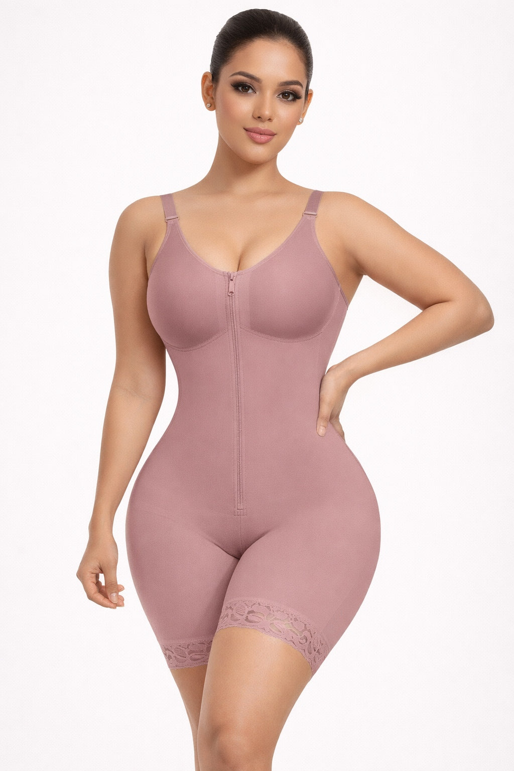 Fajas Colombianas Formende Postpartum-Shapewear für Damen, Bauchkontrolle, Po-Lifter, Body Shaper mit Reißverschluss-Schritt