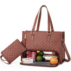 Modische Lunchtasche für Damen, wärmeisolierte Brotdose, auslaufsichere Umhängetasche für Laptop-Aufbewahrung, gesteppte Handtasche mit großer Kapazität und Geldbörse