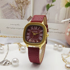 Retro Römische Ziffern Zifferblatt Lederarmband Uhr - Damen