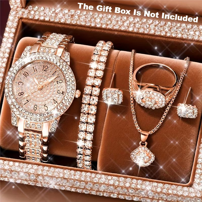 6-teiliges luxuriöses und stilvolles Damen-Quarzuhren-Set