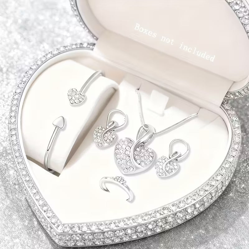 5-teiliges elegantes Luxus-Schmuckset – passende Halskette, Armband und Ohrringe