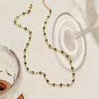 Set aus 2 Halsketten und Armbändern – leicht, luxuriös, stilvoll, modisch, farbenfroh, rund