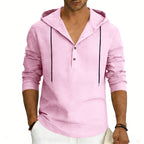 Men's Casual Linen Hoodie Long-Sleeve Top