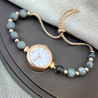 Perlenarmband Damen Quarzuhr Nischen-Leucht-Luxus-Design mit kleinem Zifferblatt und ausziehbarem, verstellbarem Band