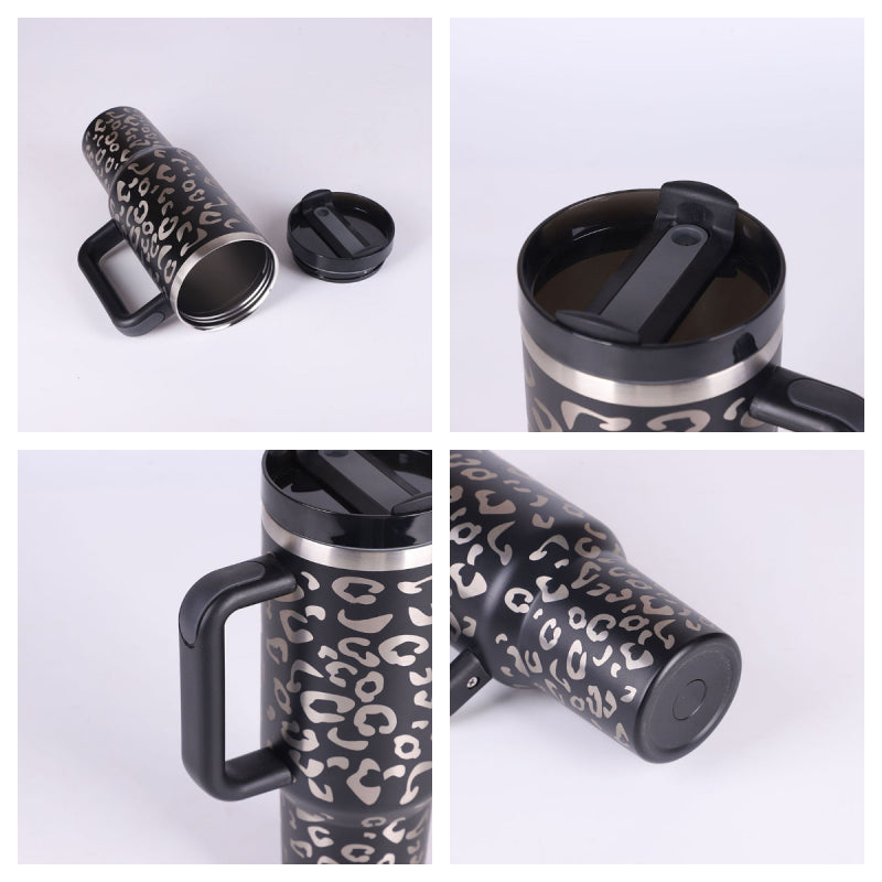 40 oz Becher mit Griff und Strohhalm, isoliert, auslaufsicher, Vakuum-Kaffeetasse aus Edelstahl mit Deckel, konischer Becher, Geschenke für Valentinsliebhaber, geeignet für Auto, Fitnessstudio, Büro, Reisen