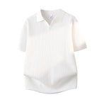 Slim-fit Lapel Solid-color Casual Thin Half-sleeve Mens