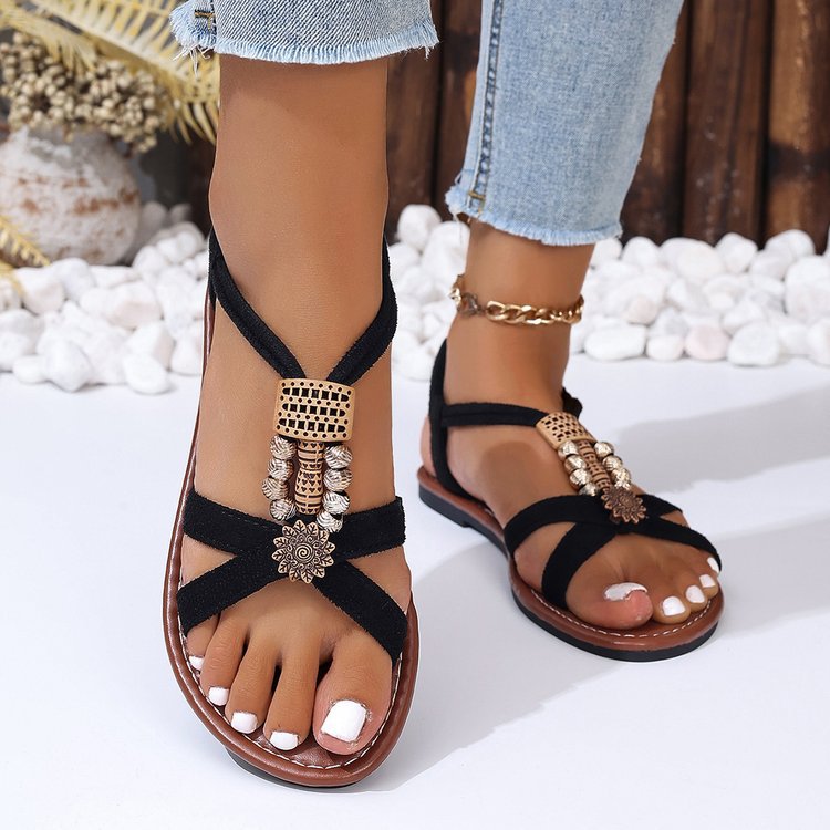 Sandales décoratives simples en métal pour femmes