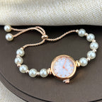 Perlenarmband Damen Quarzuhr Nischen-Leucht-Luxus-Design mit kleinem Zifferblatt und ausziehbarem, verstellbarem Band