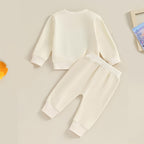 Baby Girl's 2-Piece Letter Print Sweater Set Long Sleeve Pullover And Jogger Pants With Drawstring Waist