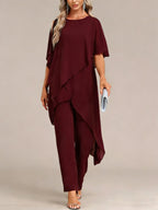 Women's Off-shoulder Irregular Top And Pants Two-piece Set