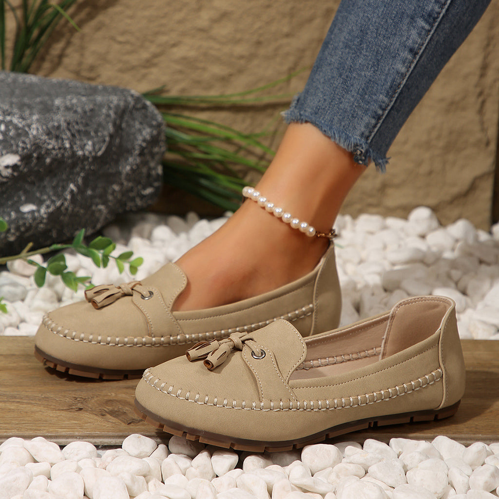 Mocassins pour femmes à bout rond, à la mode, antidérapants, souples et confortables