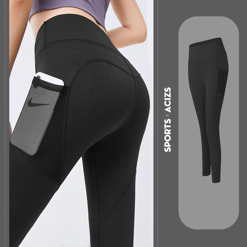 Legging de yoga pour femmes avec poche, leggings de sport, fitness, contrôle du ventre, collants de jogging pour femmes