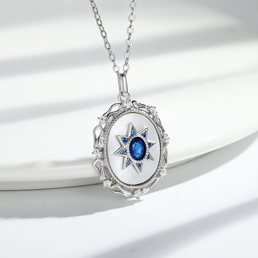 925 Silber Mädchen Natürlicher Saphir Halskette Vielseitig
