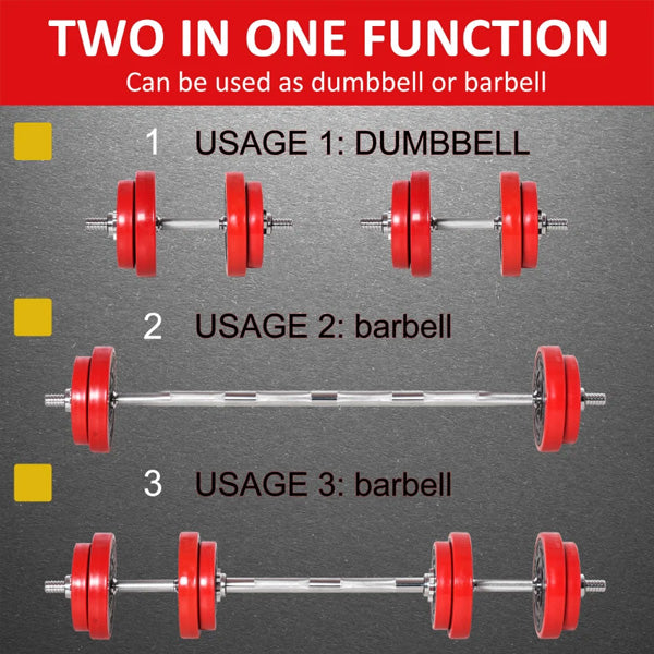 Adjustable Dumbbell Set, 44lbs Convertible To Barbell Weight Set Made With Metal Sand And Plastic For Home Gym Women And Men Weight Lifting Training