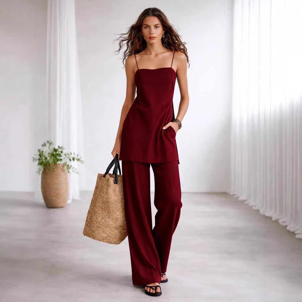 Damen Minimalistischer Jumpsuit Set, einfarbig