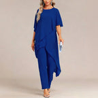 Women's Off-shoulder Irregular Top And Pants Two-piece Set