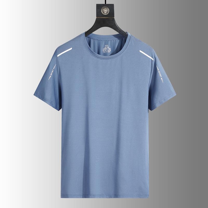 Mens Summer Thin Ice-silk Short-sleeve Shirt