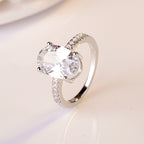 Fashion Hot Sale Oval Cut Engagement & Proposal Ring, 18K White Gold Plated Ring Jewelry