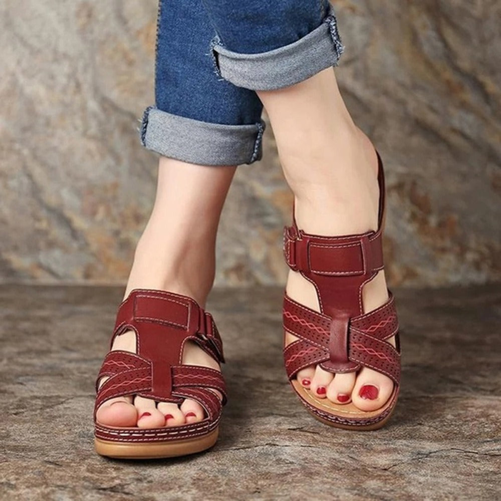 Vintage Keilabsatz Plateau Slip-On Damensandalen