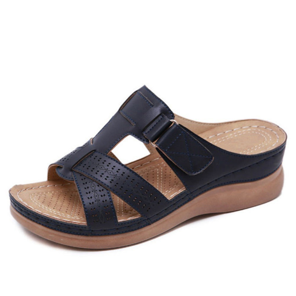 Vintage Keilabsatz Plateau Slip-On Damensandalen
