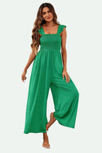 Frill Detail Strappy Jumpsuit In Green