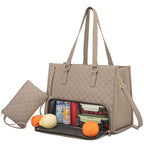 Modische Lunchtasche für Damen, wärmeisolierte Brotdose, auslaufsichere Umhängetasche für Laptop-Aufbewahrung, gesteppte Handtasche mit großer Kapazität und Geldbörse