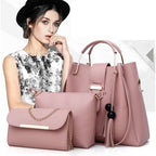 Damen Geldbörse und Handtasche 3-teiliges Taschenset Quasten Tragetasche Clutch Umhängetasche Henkeltasche